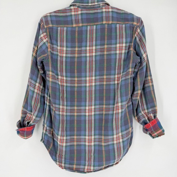 Polo Ralph Lauren Flannel Shirt Women S Blue Plaid Relaxed Fit Cabincore Grunge - Picture 7 of 12